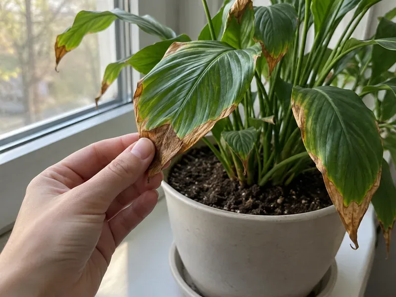 Por que as bordas das folhas da minha planta de interior estão ficando marrons?